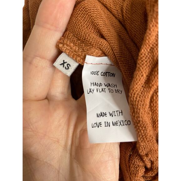 Jen's Pirate Booty Iberian Maxi Dress One Shoulder Smocked Cut-Out Rust Size XS - Picture 11 of 12